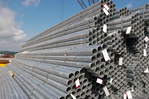 steel pipes on a dock in youghal ireland