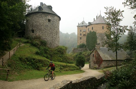 Castle Reinhardstein near Robertville village in Belgium. Belgian Ardennes region. 