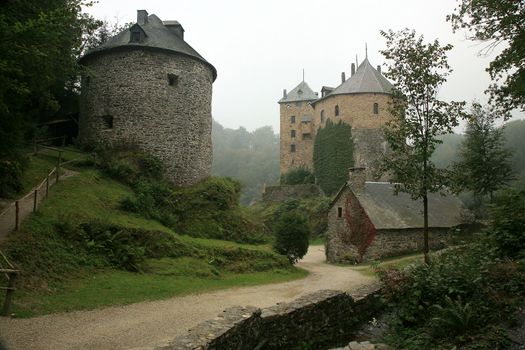 Castle Reinhardstein near Robertville village in Belgium. Belgian Ardennes region. 