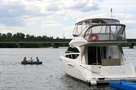 many yachts on the river