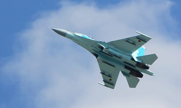 Su-27 jet fighter performing during an Airshow