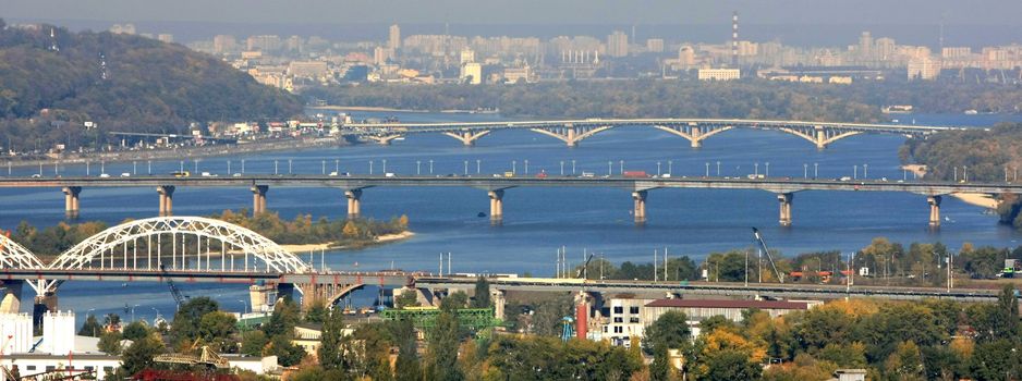 bridge across the river Dnipro. Kyiv. Ukraine