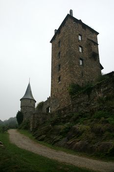 Castle Reinhardstein near Robertville village in Belgium. Belgian Ardennes region. 