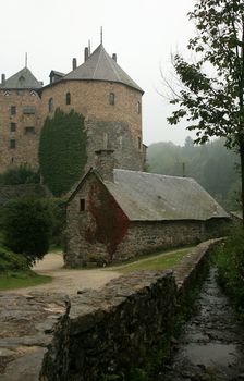 Castle Reinhardstein near Robertville village in Belgium. Belgian Ardennes region. 