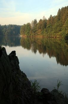 Robertville Lake in Ardennes Mountain – mirror - Belgium