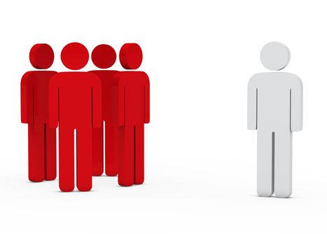3d business team white success leader red
