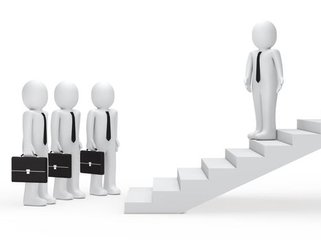 3d leader show businessmen way on stairs