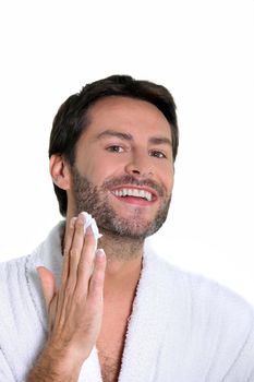 30 years old man shaving off his beard