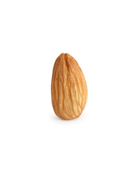 One almond on white background. Isolated with clipping path