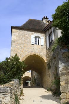 Castelnaud, the village and its castle. French village in the Perigord region where the war took place 100 years