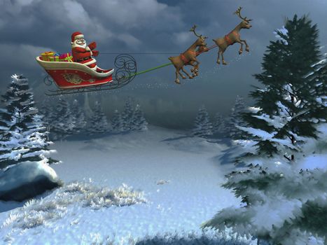 santa with sleigh