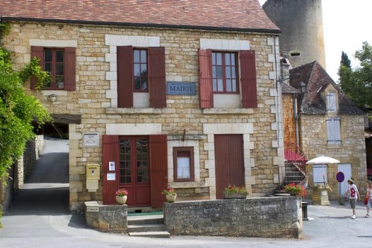 Castelnaud, the village and its castle. French village in the Perigord region where the war took place 100 years