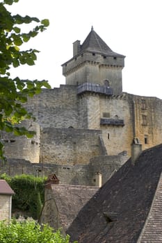 Castelnaud, the village and its castle. French village in the Perigord region where the war took place 100 years