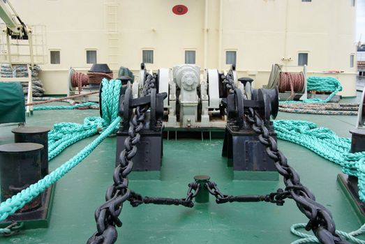 deck equipment in the bow to lift the anchor and mooring