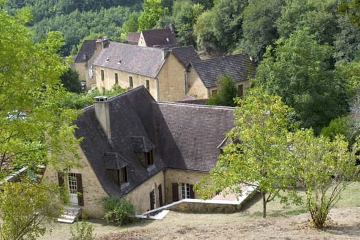 Castelnaud, the village and its castle. French village in the Perigord region where the war took place 100 years