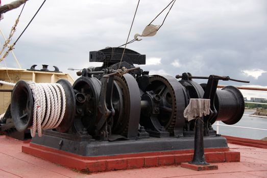 deck equipment in the bow to lift anchor