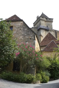 Castelnaud, the village and its castle. French village in the Perigord region where the war took place 100 years