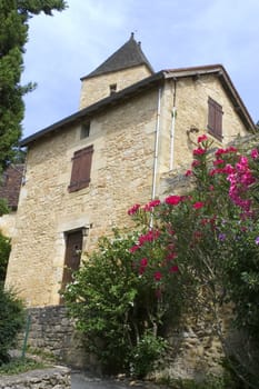 Castelnaud, the village and its castle. French village in the Perigord region where the war took place 100 years