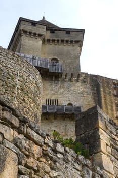 Castelnaud, the village and its castle. French village in the Perigord region where the war took place 100 years