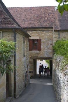 Castelnaud, the village and its castle. French village in the Perigord region where the war took place 100 years