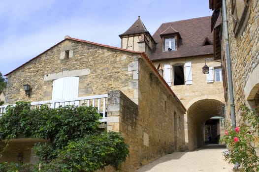 Castelnaud, the village and its castle. French village in the Perigord region where the war took place 100 years