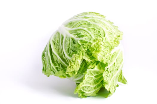 Fresh cabbage isolated on the white background