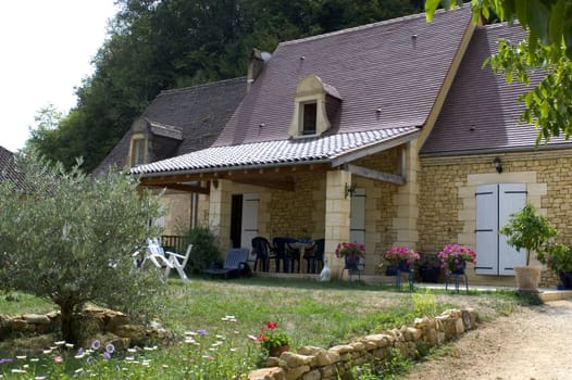 Castelnaud, the village and its castle. French village in the Perigord region where the war took place 100 years