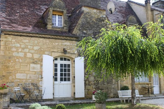 Castelnaud, the village and its castle. French village in the Perigord region where the war took place 100 years