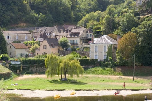 Castelnaud, the village and its castle. French village in the Perigord region where the war took place 100 years