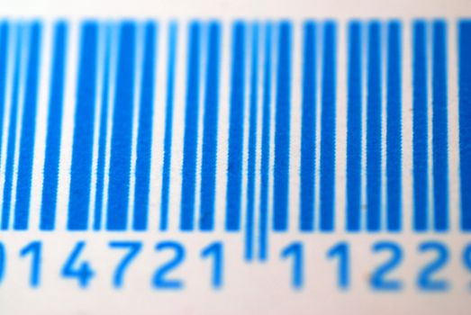 A close up macro of a blue bar code