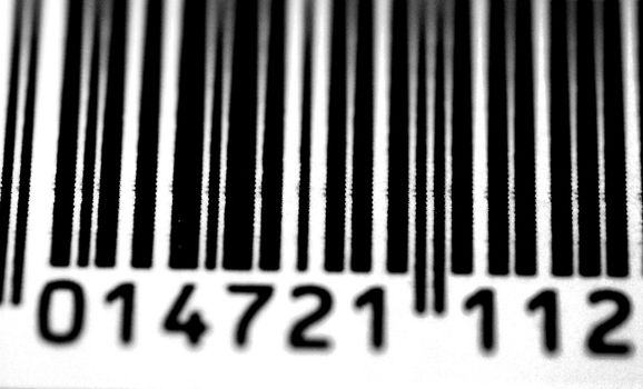 A black and white close up of a bar code