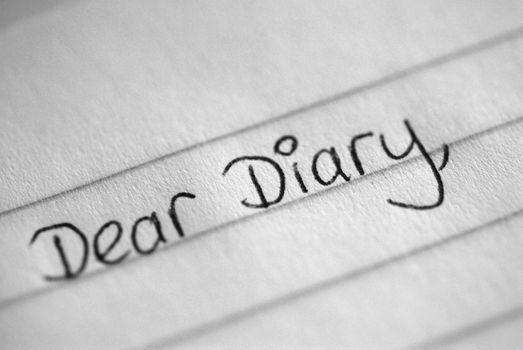 A black and white photograph of the beginning of a teenager's diary entry