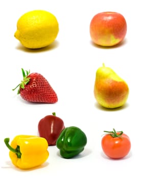 Set of vegetables and fruits