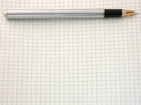 Pen on blank squared paper (blank writing-book).