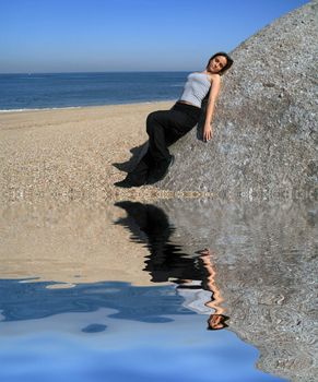 sexy fashion girl on the beach