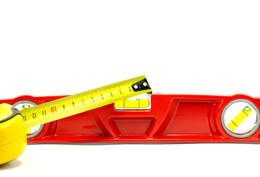 centimeter tape measure on white background