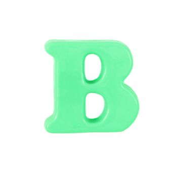 Plastic green letter B on a white background