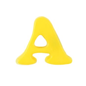 Plastic yellow letter A on a white background