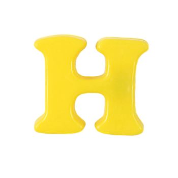 Plastic yellow letter H on a white background