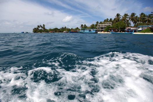 tropical island in blue sea