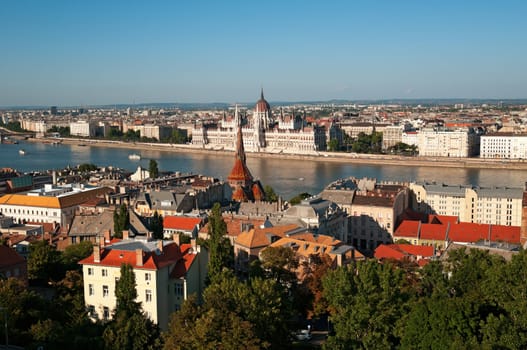 Hungarian Parliament view from Buda Castle Fishermen's Bastion