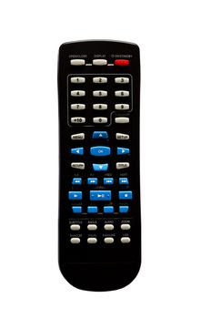 black remote control on white background isolated