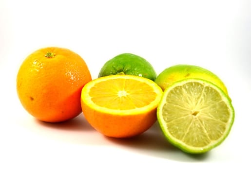 fresh orange and green lemon