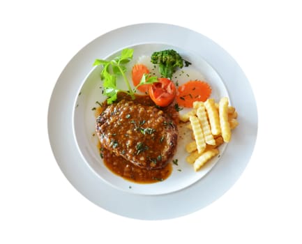 Sirloin beef steak with chips 