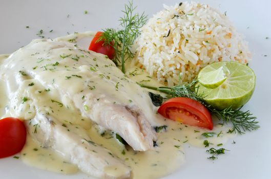 steak  from fish with creamy sauce 