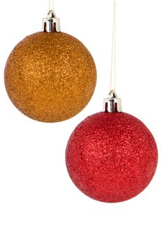Christmas balls decorations isolated on white background.