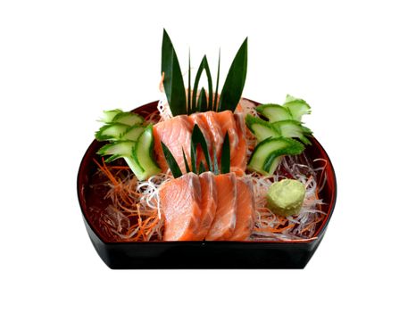 Fresh salmon sashimi  with vegetable