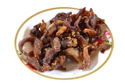 beef jerky with sesame on dish