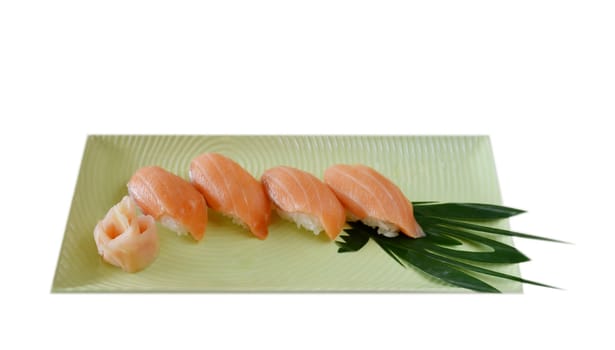 Traditional Japanese food , salmon sushi