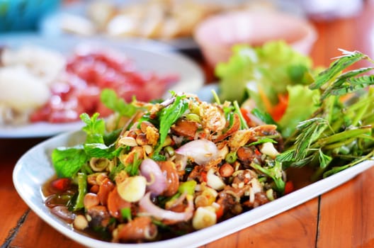 spicy cockles salad , Thai style food